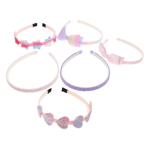 Kisangel 6 Stück Teiliges Haarschmuck Mädchen Süße Stirnbänder mit Kleinem Glitzerndes Haarband in Mischfarben Komfortabel und Strapazierfähig Passend für Kindergeburtstag und Alltag von Kisangel