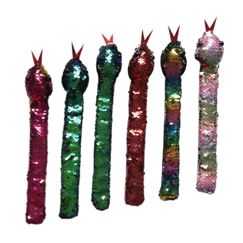 Kisangel 6 Stück Teiliges Klatscharmbänder Pailletten Schlangen Design Armbänder Bunte Wendbare Wrist Circle Bracelets für Party Karneval Bühne mit Weichem Kunstleder Zufällige Farbe von Kisangel
