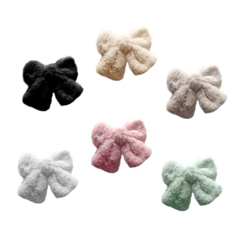 Kisangel 6 Stück Teiliges Plüsch Haarspangen mit Großen Schleifen Weiche Haarklammern für Frauen und Mädchen Haaraccessoires Langlebig und Stylisch für Winter und Party Looks von Kisangel
