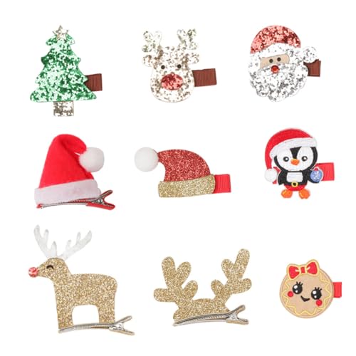 Kisangel 9st Haarspangen Für Weihnachtliche Babys Weihnachtsspangen Für Kinder Weihnachtsmütze Haarspange Weihnachtsgeschenke Für Mädchen Baby-haarnadel Gummiband Weihnachten Stoff Kleine von Kisangel