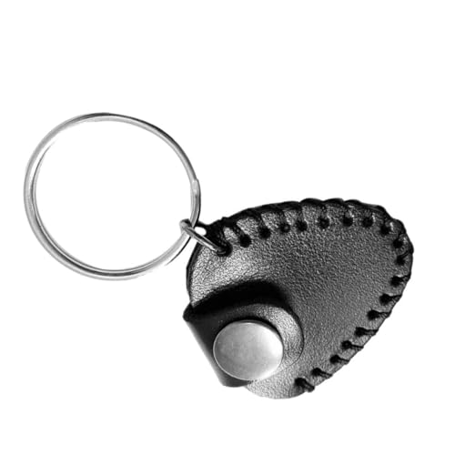 Kisangel Gitarren Plektrum Aufbewahrungstasche Aus Rindsleder Tragbar Schwarz Mit Schlüsselring Für Gitarrenzubehör Organizer Für Gitarrenplektren von Kisangel