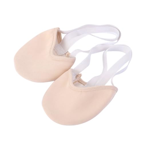 Kisangel Halbsohlen Ballettschuhe aus Baumwolle mit Elastischem Doppelband Zehenausschnitt Dehnbares Canvas mit Rücksprungkraft Handgefaltete Zehenpartie S Hautfarbene Tanzschläppchen für von Kisangel