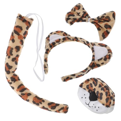 Kisangel Leoparden Kostüm Set mit Weichem Stirnband Nasenprop Schleife und Bequemes Tierkostüm für Mädchen Fasching Karneval Cosplay Party von Kisangel