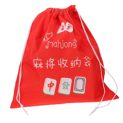 Kisangel Mahjong Aufbewahrungstasche aus Oxford Kordelzug Organizer für Mahjong Spielsteine Multifunktionale und Schützende Tasche für Spieleabende und Turniere Große Rote Reisetasche von Kisangel