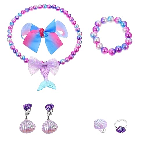 Kisangel Meerjungfrau Schmuckset für Mädchen Teiliges Set mit Verstellbarem Ring Armband und Halskette Schmuck für Party und Dress Up Geschenkidee für Kleine Prinzessinnen von Kisangel