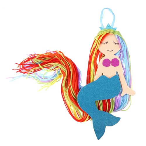 Kisangel Meerjungfrau Wandaufbewahrung Haarspangen Organizer mit Bunten Acrylquasten Praktischer Haarschmuckhalter für Mädchen Langlebiges Material für Haarbänder und Clips von Kisangel