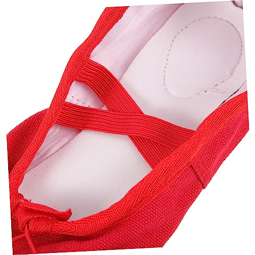 Kisangel PU Ballettschuhe mit Elastischem Band rutschfeste Gymnastikschläppchen für Erwachsene Flexible Tanzschuhe mit Weicher Sohle für Yoga Ballett Modern Dance Rot von Kisangel