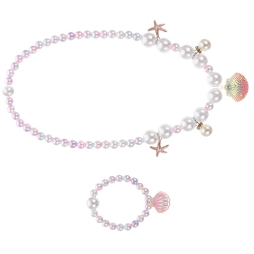 Kisangel Perlenschmuck Meerjungfrau Halskette und Armband in Farbenfrohes Teiliges Schmuckset für Kleine Mädchen zum Ankleiden von Kisangel