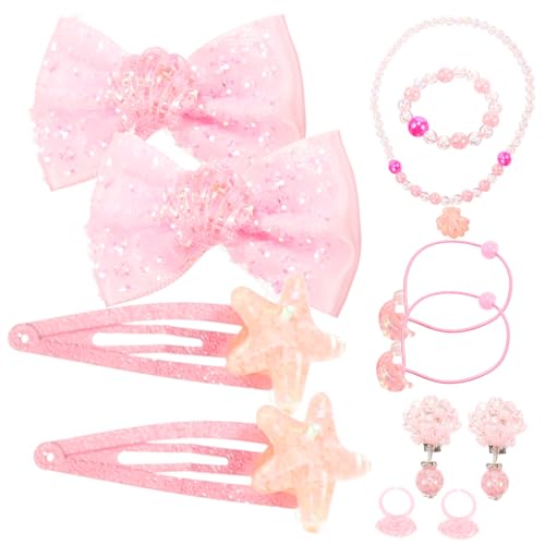 Kisangel Teiliges Kinderschmuckset Meerjungfrauen design mit Prinzessin Tasche Armband Halskette und Ringen für Kleine Mädchen Kindergeburtstag und Rollenspiele Geeignet von Kisangel