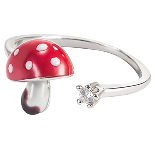 Kisangel Verstellbarer Offener Damenring Pilzdesign mit Funkelnden Strasssteinen Modischer Langlebiger Schmuck aus Legierung Eleganter Fingerreif für Alltag und Besondere Anlässe Kisangel Verstellbarer Offener Damenring Pilzdesign mit Funkelnden Strasssteinen Modischer Langlebiger Schmuck aus Legierung Eleganter Fingerreif für Alltag und Besondere Anlässe von Kisangel