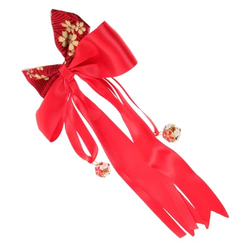 Kisangel Vintage Haargummi Schleife mit Glocke und Band Elastischer Bowknot Ponytail Holder für Damen und Mädchen Traditionelles Haar Accessoire für Festtage und Alltag Vielseitig von Kisangel