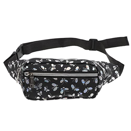 Kisangel wasserdichte Damen PU Bauchtasche mit Verstellbarem Taillengurt Modische Outdoor Hüfttasche mit Buntem Blumenmuster Langlebiger Reißverschluss zum Radfahren Wandern und Reisen von Kisangel