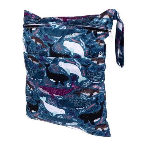 Kisangel wasserdichte Windeltasche mit Reißverschluss Wiederverwendbarer Feucht und Trockenbeutel mit Griff Multifunktionale Aufbewahrungstasche für Kinderwagen und Unterwegs Niedliches von Kisangel