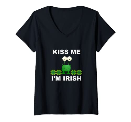 Damen Kiss Me I'm Irish T-Shirt mit V-Ausschnitt von Kiss Me I’m Irish