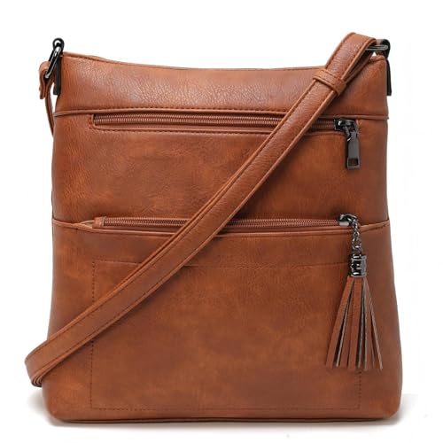Kiss Sea Crossbody-Taschen für Damen, Leder, Crossbody-Geldbörsen für Damen, mit verstellbarem Riemen und Quaste, mehrere Taschen, Damen-Schulterhandtaschen, mittlere Größe für Reisen und den Kiss Sea Crossbody-Taschen für Damen, Leder, Crossbody-Geldbörsen für Damen, mit verstellbarem Riemen und Quaste, mehrere Taschen, Damen-Schulterhandtaschen, mittlere Größe für Reisen und den von Kiss Sea