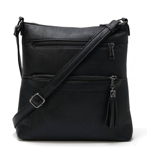 Kiss Sea Crossbody-Taschen für Damen, Leder, Crossbody-Geldbörsen für Damen, mit verstellbarem Riemen und Quaste, mehrere Taschen, Damen-Schulterhandtaschen, mittlere Größe für Reisen und den Kiss Sea Crossbody-Taschen für Damen, Leder, Crossbody-Geldbörsen für Damen, mit verstellbarem Riemen und Quaste, mehrere Taschen, Damen-Schulterhandtaschen, mittlere Größe für Reisen und den von Kiss Sea