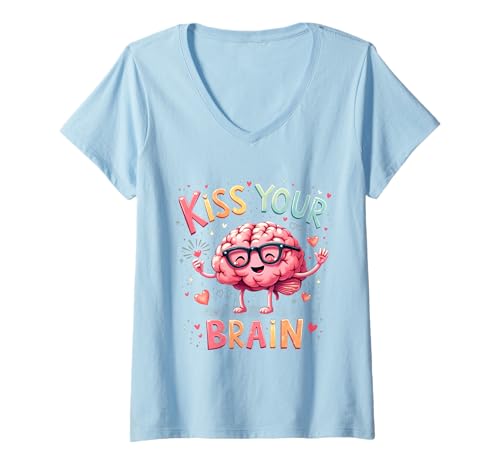 Damen Kiss Your Brain Shirts Kinder Back to School 2024 Lehrer T-Shirt mit V-Ausschnitt Damen Kiss Your Brain Shirts Kinder Back to School 2024 Lehrer T-Shirt mit V-Ausschnitt von Kiss Your Brain Funny Back To School 2024 Tee