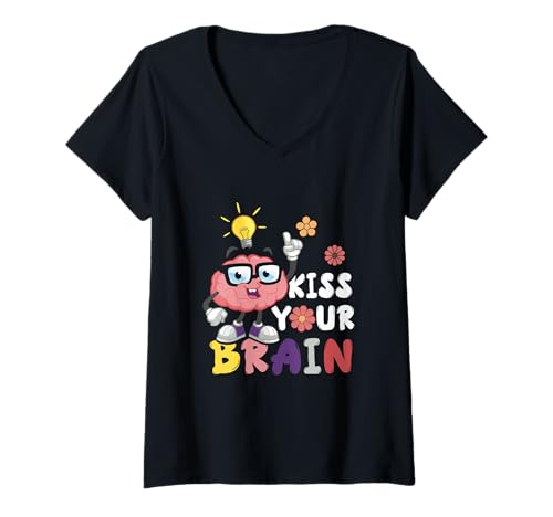 Damen Kiss Your Brain Speed Teacher Appreciation Teacher Teaching Squad T-Shirt mit V-Ausschnitt Damen Kiss Your Brain Speed Teacher Appreciation Teacher Teaching Squad T-Shirt mit V-Ausschnitt von Kiss Your Brain Sped Teacher Teaching