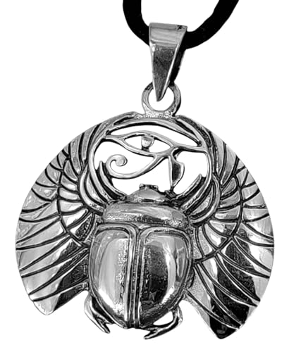 Kiss of Leather Anhänger Skarabäus aus 925 Sterling Silber mit Silberkette 1 mm (65) SI. 368 von Kiss of Leather