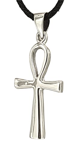 Kiss of Leather Ankh Anhänger aus 925 Sterling Silber mit Baumwollband SI.32A von Kiss of Leather