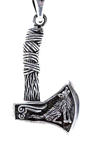 Kiss of Leather Axt Anhänger aus 925 Sterling Silber mit Silberkette 1.5 mm, 45-65 cm (65) SI.395 von Kiss of Leather
