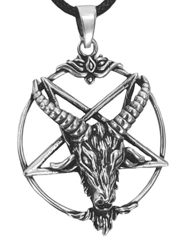Kiss of Leather Baphomet Pentagramm Anhänger aus 925 Sterling Silber mit Baumwollband SI.230 Kiss of Leather Baphomet Pentagramm Anhänger aus 925 Sterling Silber mit Baumwollband SI.230 von Kiss of Leather
