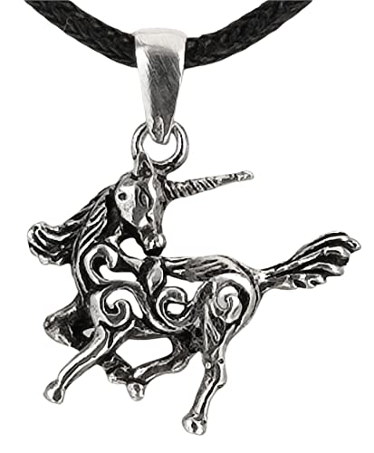 Kiss of Leather Einhorn Anhänger aus 925 Sterling Silber mit Silberkette 41-66 cm (41) SI.117 von Kiss of Leather