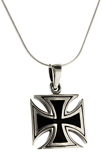 Kiss of Leather Eisernes Kreuz Anhänger aus 925 Sterling Silber mit Silberkette 1 mm, 41-66 cm (66) SI.333 von Kiss of Leather