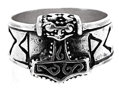 Kiss of Leather Fingerring Thorshammer aus 925 Sterling Silber, Gr. 52-80 (76 (24.2)) von Kiss of Leather