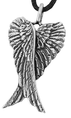 Kiss of Leather Großer Flügel Anhänger aus 925 Sterling Silber mit Kette 45-65 cm SI. 122 von Kiss of Leather