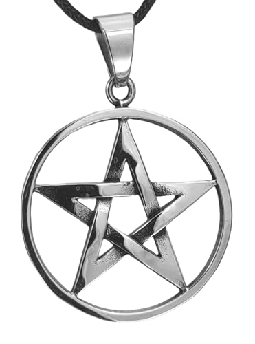 Kiss of Leather Großer Pentagramm Anhänger aus Edelstahl mit Panzerkette 45-65 cm ED.153 von Kiss of Leather