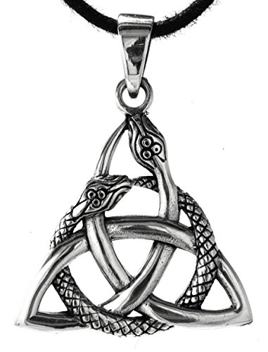 Kiss of Leather Keltenknoten mit Schlangen Anhänger aus 925 Sterling Silber mit Baumwollband SI. 325 von Kiss of Leather