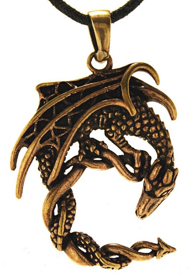 Kiss of Leather Kettenanhänger Drachen Anhänger Bronze Drache Dragon Fanatsie von Kiss of Leather