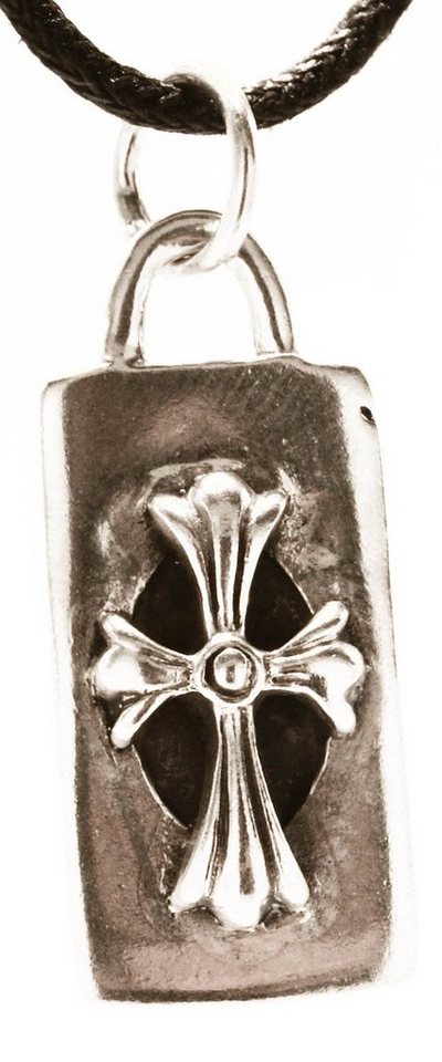 Kiss of Leather Kettenanhänger Kreuz auf Platte Anhänger 925 Sterling Silber schlicht Cross von Kiss of Leather