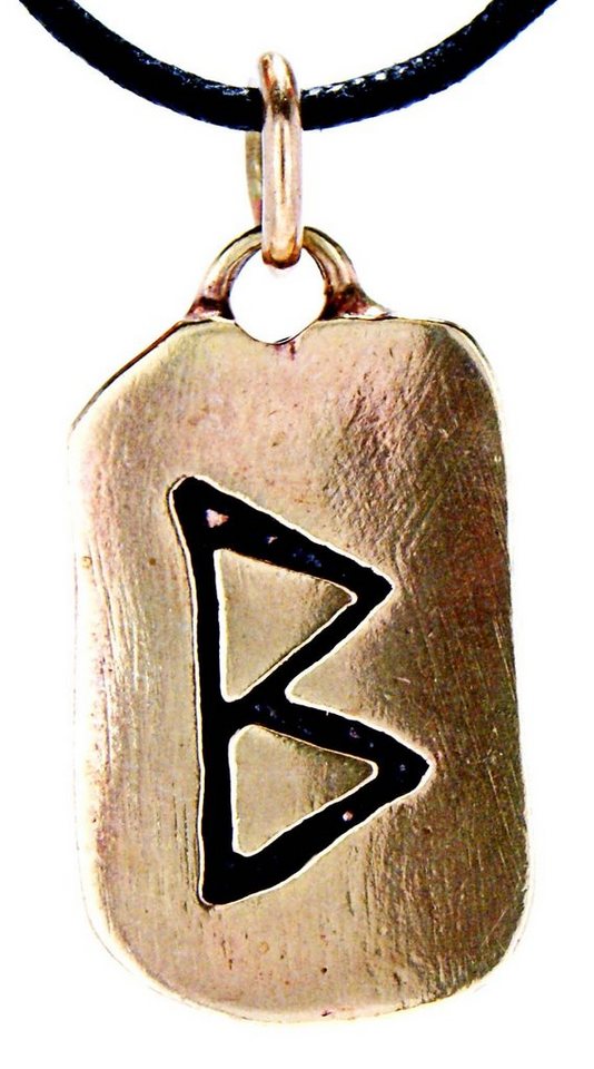 Kiss of Leather Kettenanhänger Rune Runen Anhänger Bronze Buchstabe B Berkana Beorc Birke Wachstum von Kiss of Leather