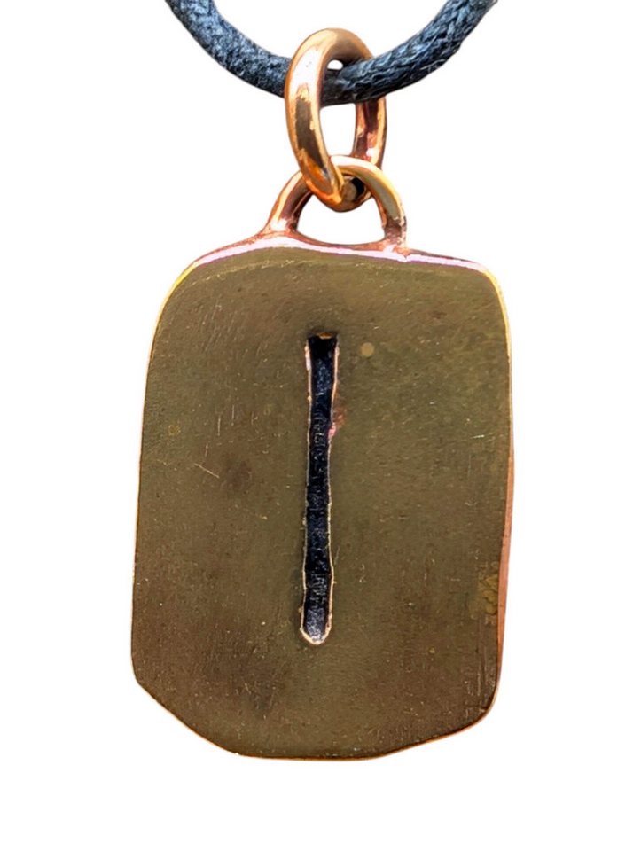 Kiss of Leather Kettenanhänger Rune Runen Anhänger Bronze Buchstabe I Isa Is Eis Rückzug Stillstand von Kiss of Leather