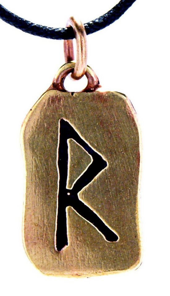 Kiss of Leather Kettenanhänger Rune Runen Anhänger Bronze Buchstabe R Rune Raido / Rad Wagenrad von Kiss of Leather