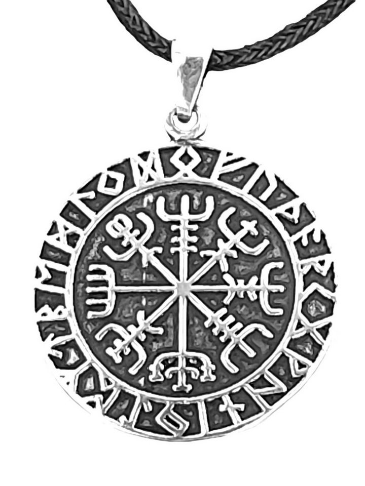 Kiss of Leather Kettenanhänger Wikingerkompass Anhänger Silber Vegvisir Runen Ring Rune von Kiss of Leather