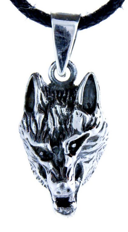 Kiss of Leather Kettenanhänger Wolf 925 Sterling Silber Anhänger Wolfskopf Wolfkopf Schädel Kette Nr.7a von Kiss of Leather