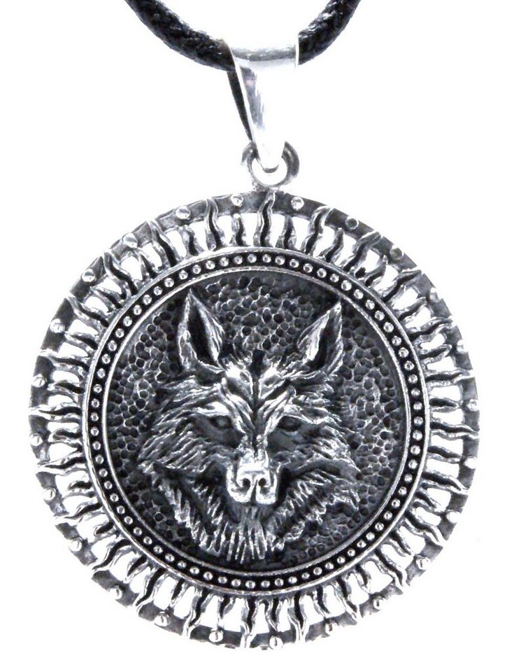 Kiss of Leather Kettenanhänger Wolfskopf 925 Sterling Silber Wolf Kopf Schädel Amulett Wikinger von Kiss of Leather