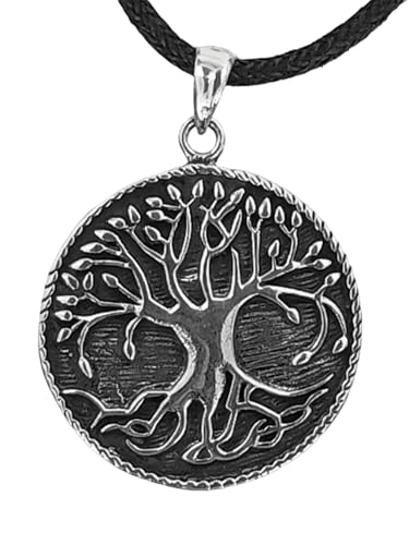 Kiss of Leather Lebensbaum Anhänger aus 925 Sterling Silber mit Baumwollband SI.100 von Kiss of Leather