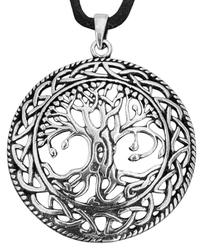Kiss of Leather Lebensbaum Anhänger aus 925 Sterling Silber mit Silberkette 41-66 cm SI.94 von Kiss of Leather