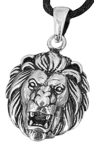 Kiss of Leather Löwenkopf Anhänger aus 925 Sterling Silber mit Silberkette 1.5 mm (55) SI.279 von Kiss of Leather
