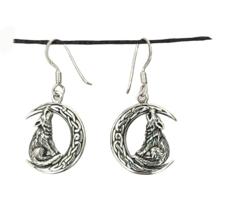 Kiss of Leather Ohrhänger-Set Ohrring Ohrhänger Wolf im Mond Wulf Ohrringe OR-21 von Kiss of Leather