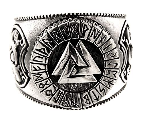 Kiss of Leather Ring Wotansknoten Valknut aus 925 Sterling Silber, Gr. 52-74 (56 (17.8)) von Kiss of Leather