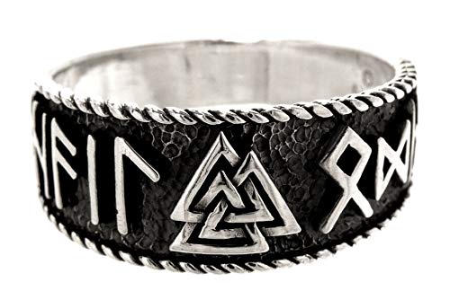Kiss of Leather Ring Wotansknoten Valknut aus 925 Sterling Silber, Gr. 52-74 (58 (18.5)) von Kiss of Leather