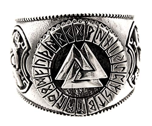 Kiss of Leather Ring Wotansknoten Valknut aus 925 Sterling Silber, Gr. 52-74 (58 (18.5)) von Kiss of Leather