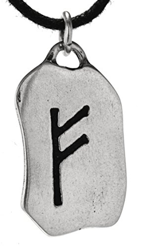 Kiss of Leather Runen Anhänger Fehu aus 925 Sterling Silber mit Baumwollband SI. 299 von Kiss of Leather