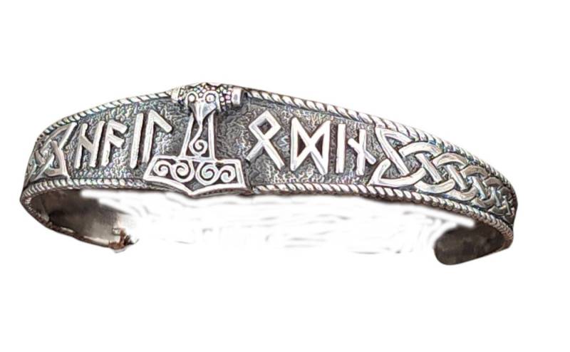 Kiss of Leather Silberarmband Armband Armreif 925 Sterling Silber Thorshammer Thorhammer Thor ABTh1 von Kiss of Leather