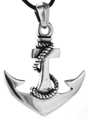 Kiss of Leather XL Anker Anhänger aus 925 Sterling Silber mit Silberkette 1.5 mm (65) von Kiss of Leather